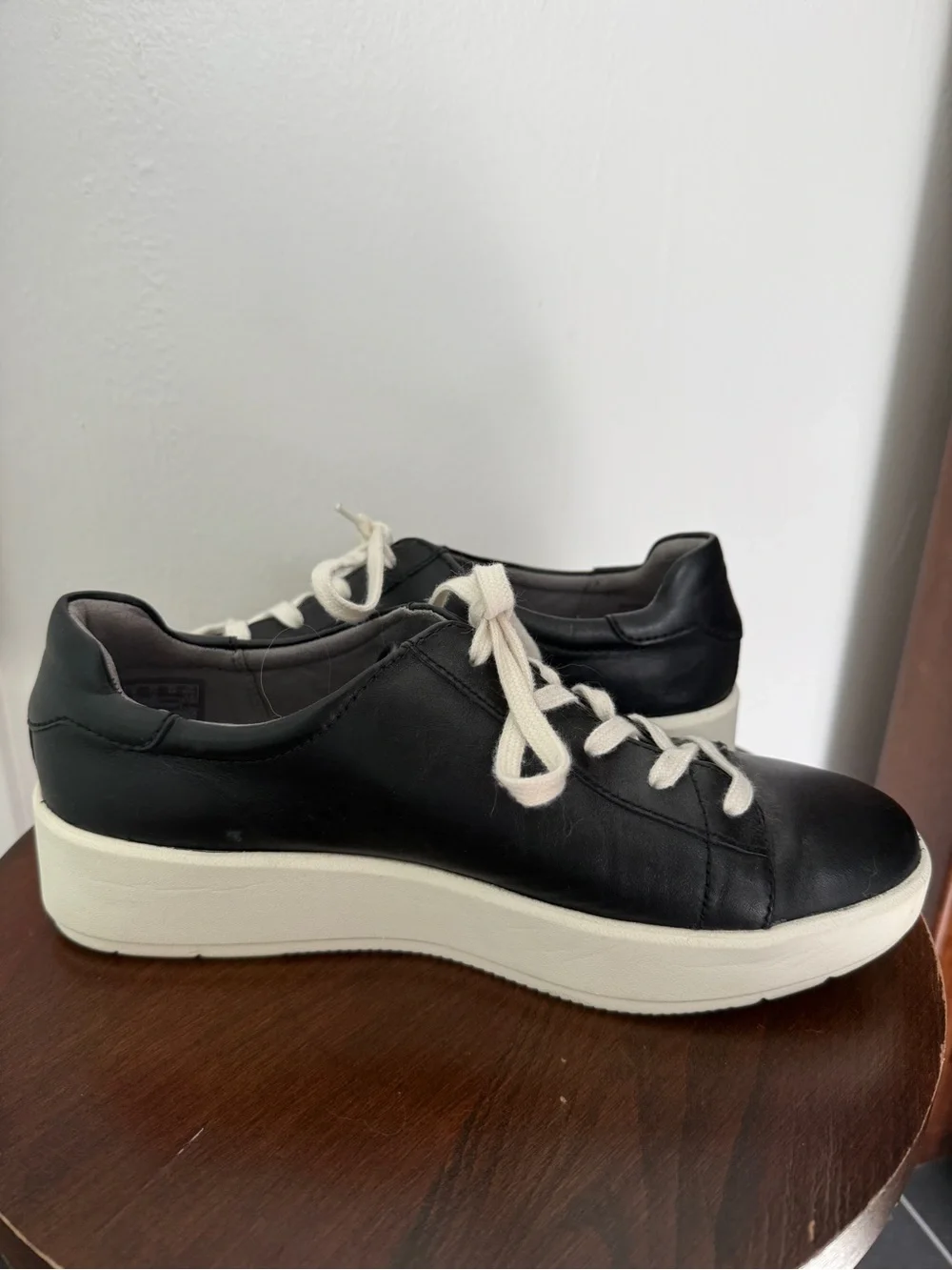 Clarks Black Leather Platform Sneakers- size 8